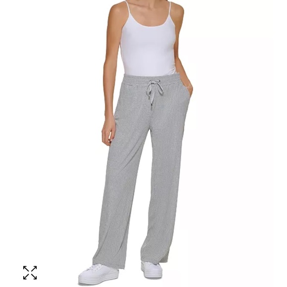 - Womens Knit Heathered Wide Leg Pants.
